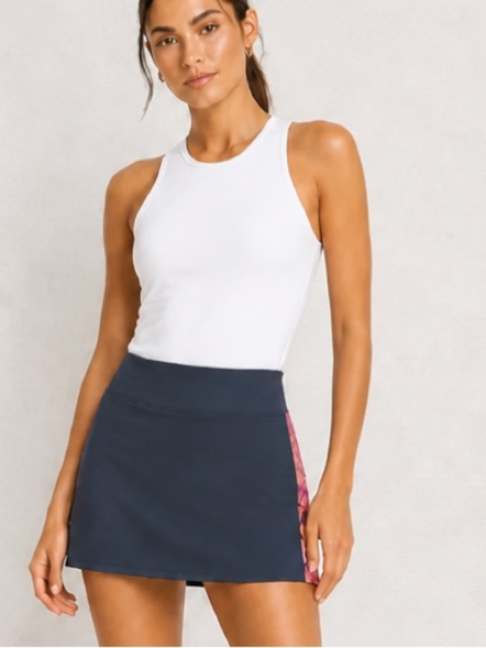 TOMMY BAHAMA Skirt Skort Mini Navy Blue Pink Hawaiian Golf Tennis Pullon Floral